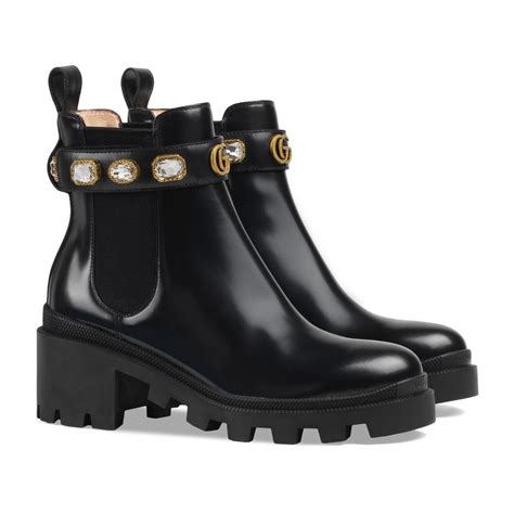 gucci leather ankle boot with belt